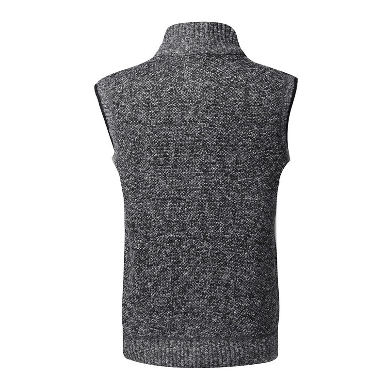 Autumn Winter Men Sleeveless Sweater Coat Warm Zipper Stand Sweater Cardigan Men Knitted Vest Sweatercoat Casual Knitwear 201125