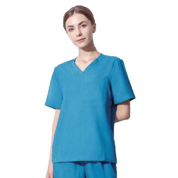 Medigo-046 Two-Pocket Mandarin Collar Scrubs Top+pants for Women & Relaxed Fit, Super Soft Stretch, Anti-Wrinkle Medical Scrubs hospital Uniform shirt