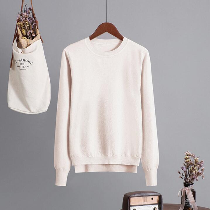 couleur bonbon femmes basique pull col rond solide pull-over doux confortable tricoté pulls pull haut bas ourlet swetry damskie 201130