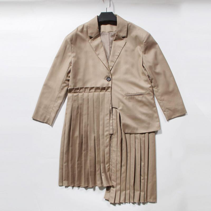 Z-ZOUX Women Trench Coat Single Button Long Sleeve Long Women Windbreaker Irregular Pleated Women Khaki Top Autumn Winter New 201211