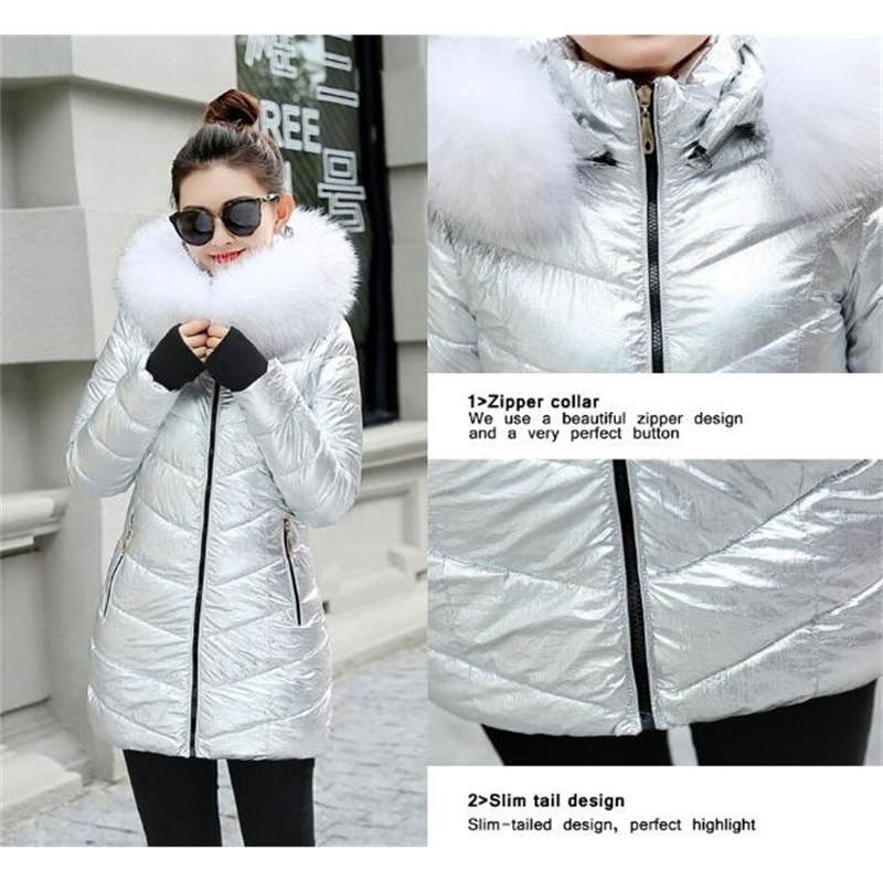 Autumn winter jackets women white Fur collar parkas women Slim Hooded keep Warm Female down cottonpadded coat Plus size 201019