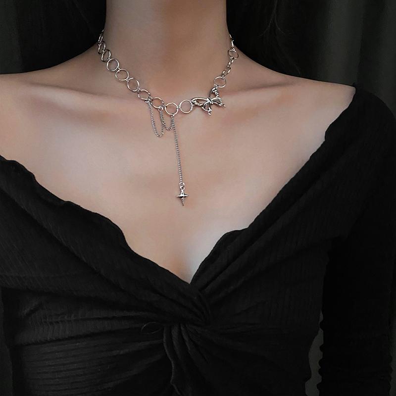 Chokers Harajuku Punk Style Butterfly Tassel Choker Necklace Jewelry For Women Gothic Hip Hop Link Chain Necklaces Party Gift
Chokers Harajuku Punk Style Butterfly Tassel Choker Necklace Jewelry For Women Gothic Hip Hop Link Chain Necklaces Party Gift