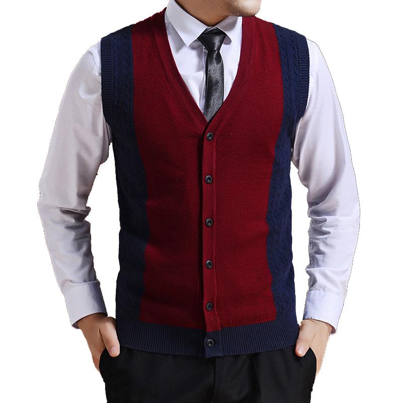 Men Contrasted Knit Vest Buttons Down England Style Sleeveless Sweater Cardigan Jacket Basic for Autumn Spring V Neck 231601204, Burgundy
Men Contrasted Knit Vest Buttons Down England Style Sleeveless Sweater Cardigan Jacket Basic for Autumn Spring V Neck 231601204, Burgundy