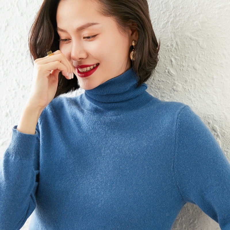 Women 100% Pure Goat Cashmere Knitting Pullovers 20Colors Turtleneck Soft Warm Sweater Top Grade Standard Clothes Ladies Tops 201222