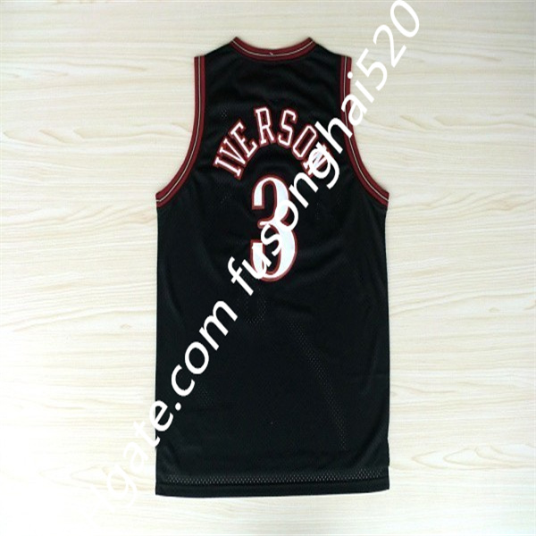 Best-selling Allen Iverson Jersey 3 Allen Iverson White Black Red Rainbow Blue Split 10 Anniversary JerseyEmbroider Logo Fast Shipping