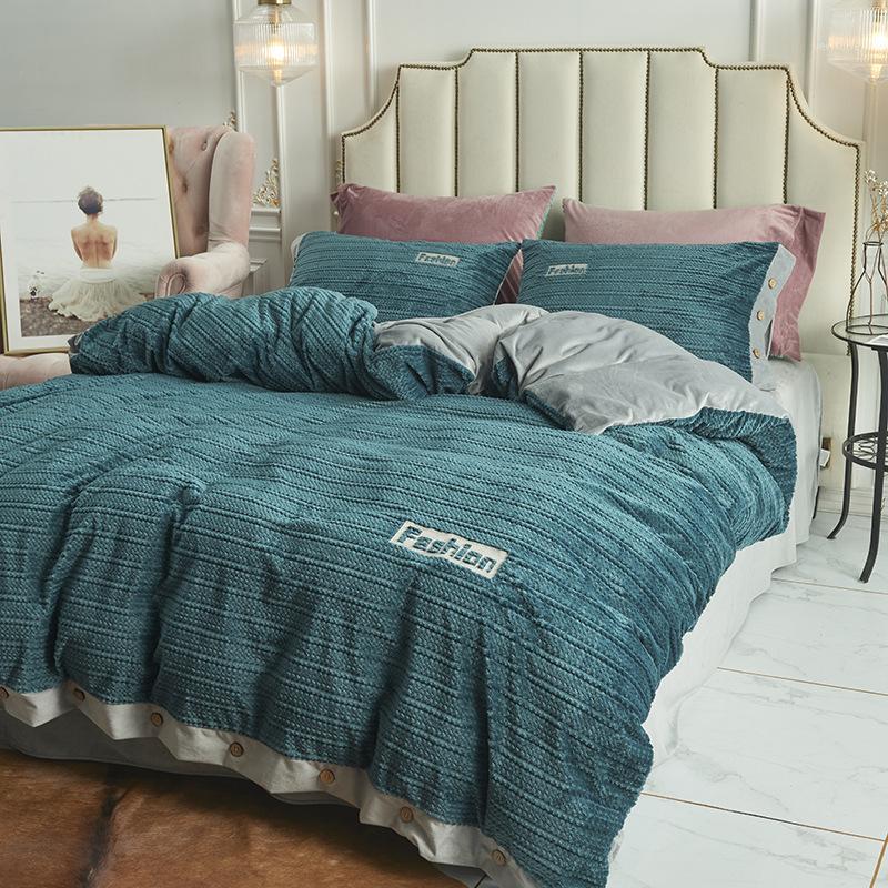 Thick AB Side New Magic Velvet Fleece Bedding Set 4pcs Duvet Cover Flat Sheet Pillowcase Flannel Winter Warm Bed Linen1, Blue
Thick AB Side New Magic Velvet Fleece Bedding Set 4pcs Duvet Cover Flat Sheet Pillowcase Flannel Winter Warm Bed Linen1, Blue