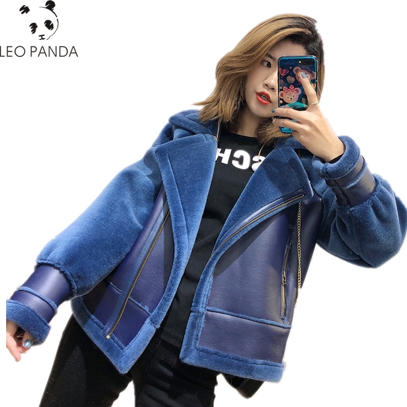 New Winter Short Real Lambs Jacket Women Fashion Superior Quality Natural Fur Shearling Coat Female Motorcycle Clothing Top 201020