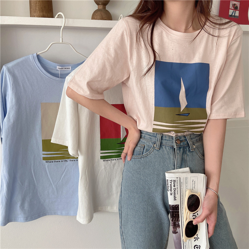 2021 New 3 colours summer style cartoon ship print short sleeve women's female T-shirt cropped tops (b8907 S9J3, Pink
2021 New 3 colours summer style cartoon ship print short sleeve women's female T-shirt cropped tops (b8907 S9J3, Pink