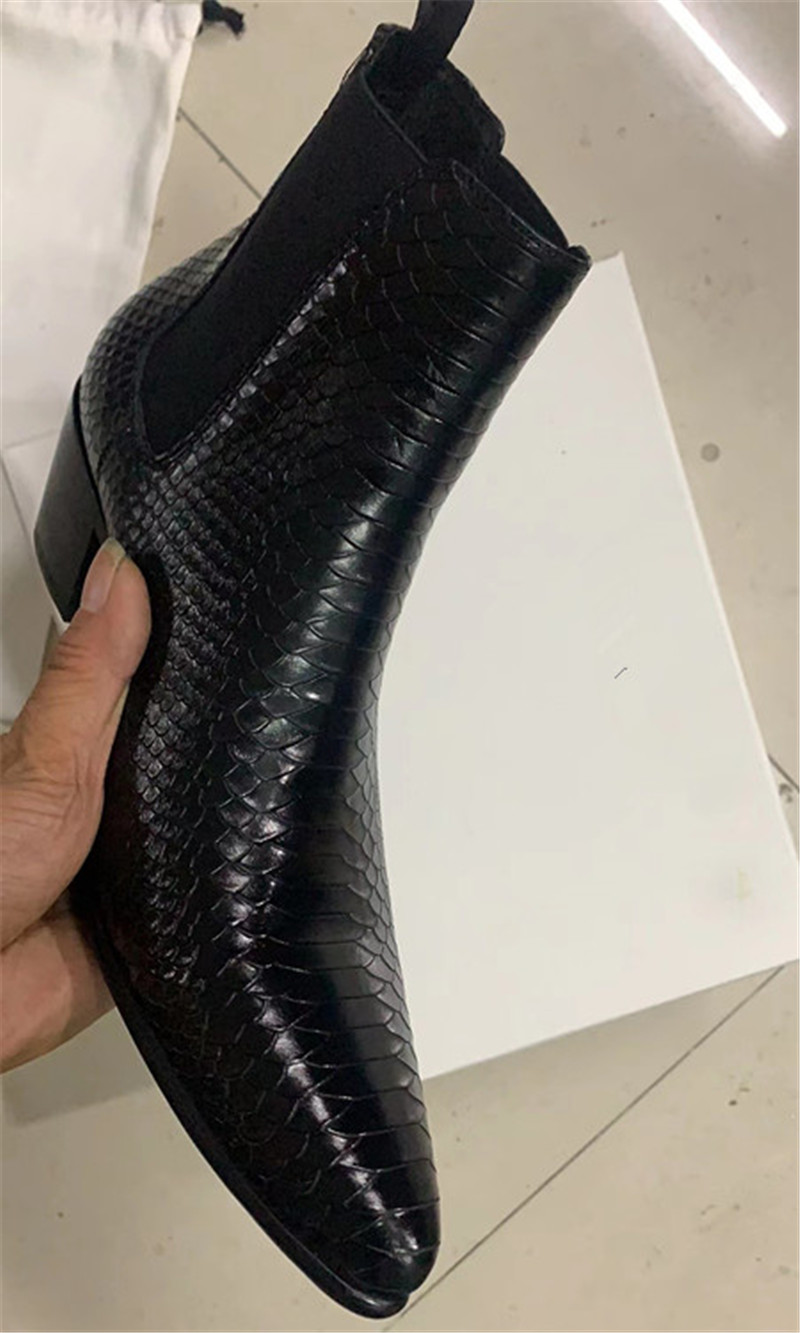 New handmade exclusive cusotmized 6cm heel men genuine leather wedge Boots waytts quality ce Serpentine men BOOTS