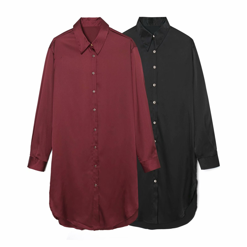 2021 New Streetwear Women Solid Satin Button Shirts Fashion Ladies Long Loose Tops Elegant Female Chic Turn Down Collar Blouses 9lqa, Burgundy
2021 New Streetwear Women Solid Satin Button Shirts Fashion Ladies Long Loose Tops Elegant Female Chic Turn Down Collar Blouses 9lqa, Burgundy