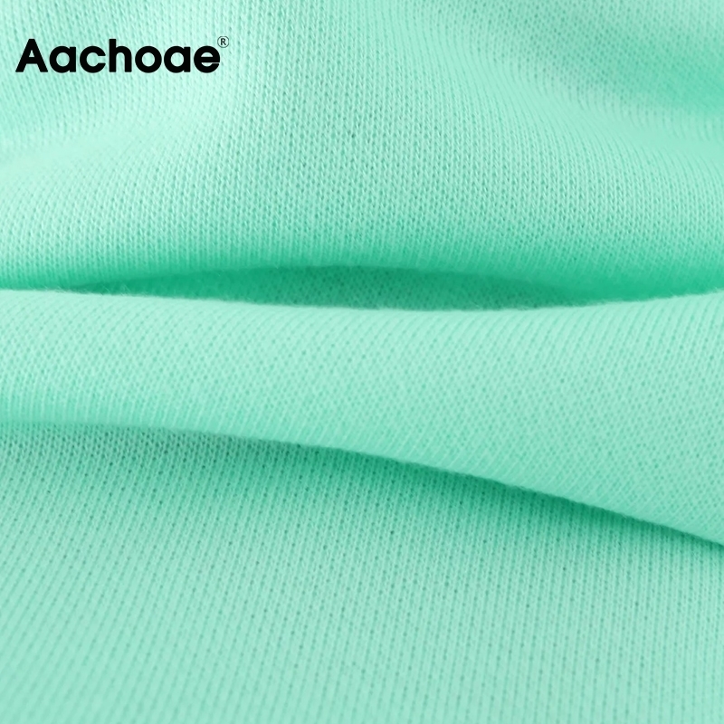 Aachoae Solid Color 2 Piece Set Women Casual Hooded Sweatshirt With Fashion Baggy Half Pants Two Piece Set Top And Pants 201119