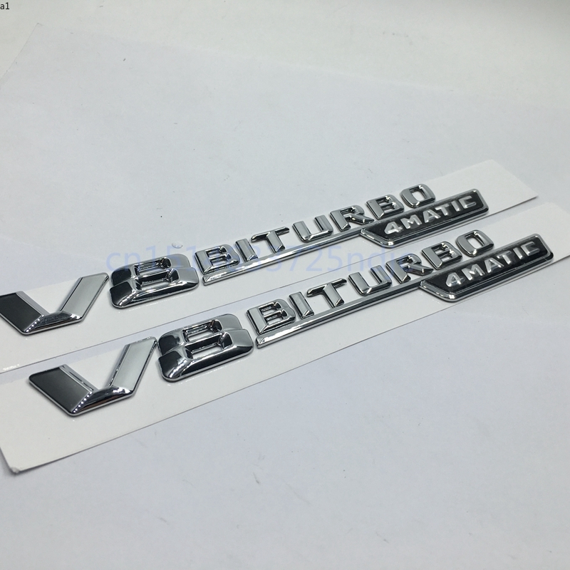 Set of 2 For Mercedes Benz AMG V8 BITURBO 4Matic Car Trunk Number Letters Badge Emblem Sticker, Silver
Set of 2 For Mercedes Benz AMG V8 BITURBO 4Matic Car Trunk Number Letters Badge Emblem Sticker, Silver