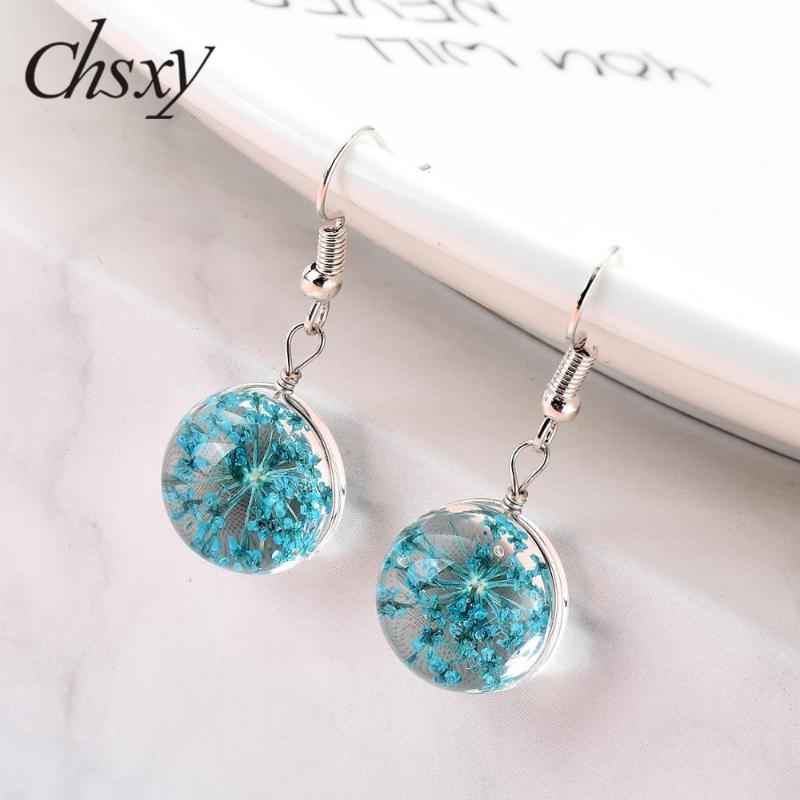 CHSXY Immortal Dried Flower Earrings Gold Silver Color Transparent Crystal Ball Dangle Earrings Lovely Ear Drop Wedding Jewelry
CHSXY Immortal Dried Flower Earrings Gold Silver Color Transparent Crystal Ball Dangle Earrings Lovely Ear Drop Wedding Jewelry