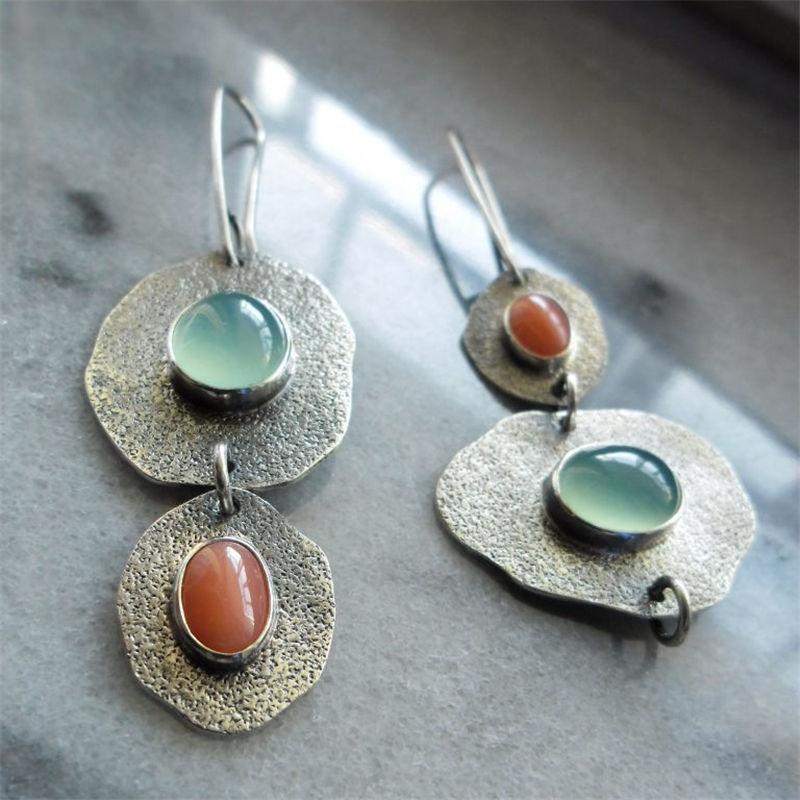 2020 New Vintage Pendientes Green Orange Stone Dangle Earrings For Women Boho Jewelry Antique Silver Asymmetric Handmade Earring
2020 New Vintage Pendientes Green Orange Stone Dangle Earrings For Women Boho Jewelry Antique Silver Asymmetric Handmade Earring