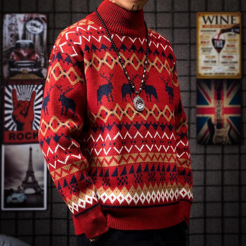 Red Elk Thicken Couple Slim Half Turtleneck Sweater in Autumn and Winter Men's Trend Student Personality Knitwear, Black
Red Elk Thicken Couple Slim Half Turtleneck Sweater in Autumn and Winter Men's Trend Student Personality Knitwear, Black