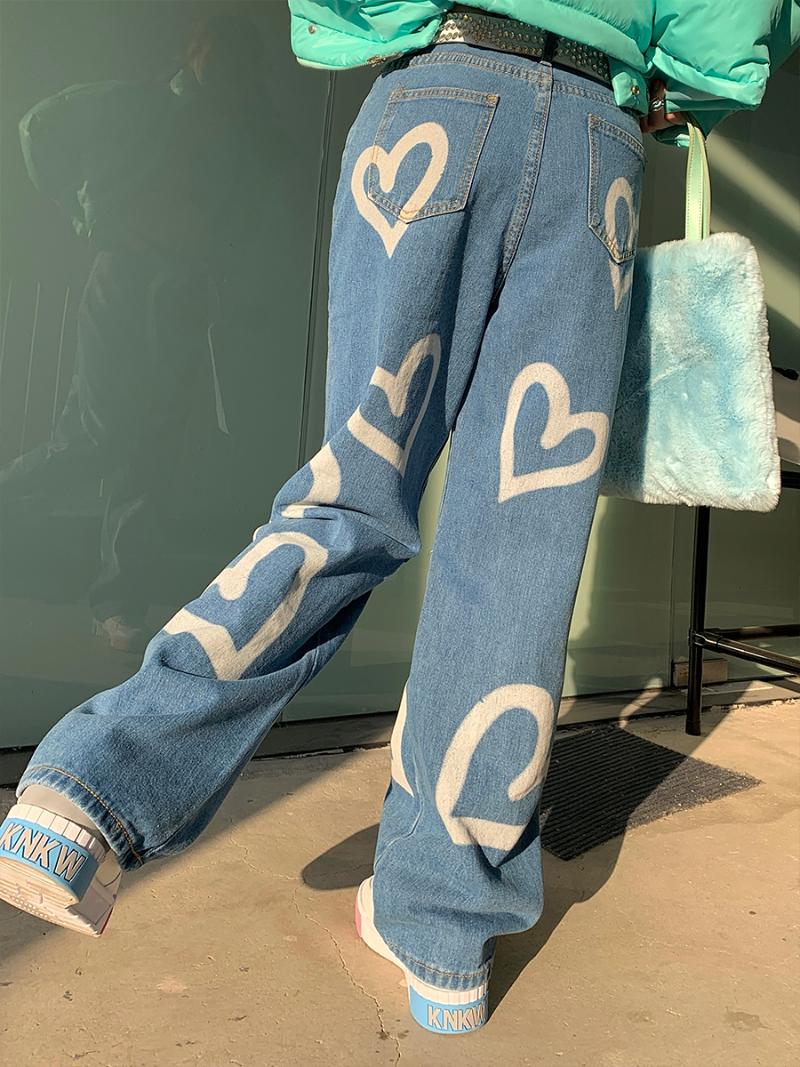 Harajuku Style Winter Female Heart Printed Full Length Loose High Waist Jeans Womens Girls Streetwear Pants, Blue
Harajuku Style Winter Female Heart Printed Full Length Loose High Waist Jeans Womens Girls Streetwear Pants, Blue