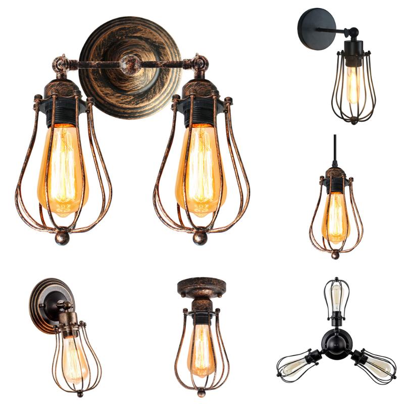 Vintage Wall Light E27 Adjustable Industrial Wall Lighting Rustic Wire Metal Cage Sconce Retro Lamp Bedside Lights Fixture
Vintage Wall Light E27 Adjustable Industrial Wall Lighting Rustic Wire Metal Cage Sconce Retro Lamp Bedside Lights Fixture