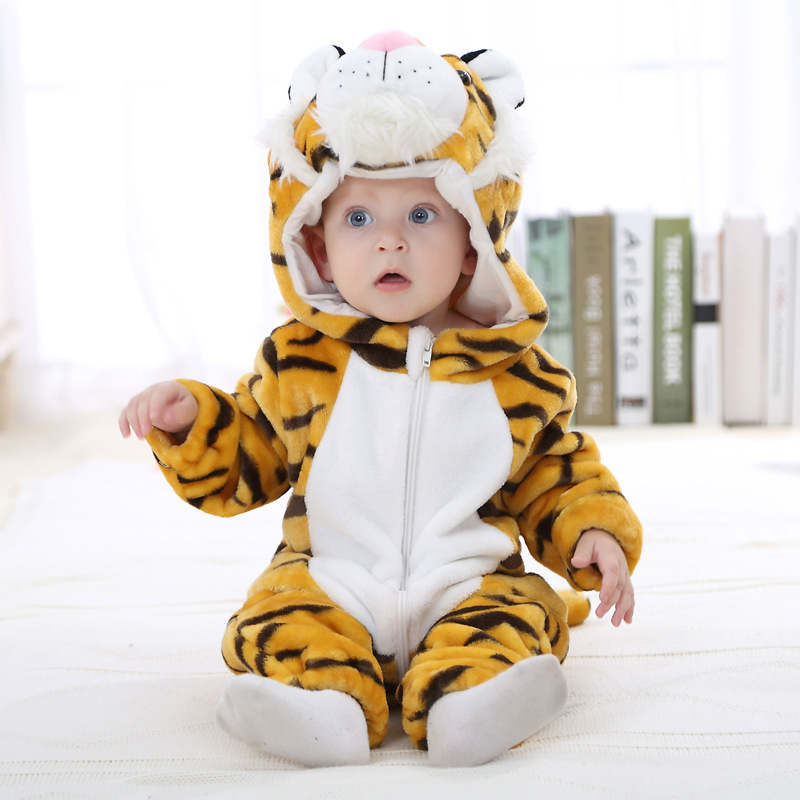 Cute Cartoon Flannel Baby Rompers Stitch Rabbit Panda Pajamas Cotton Boy Girls Animal Costume Jumpsuit Kigurumi Outfit 201027