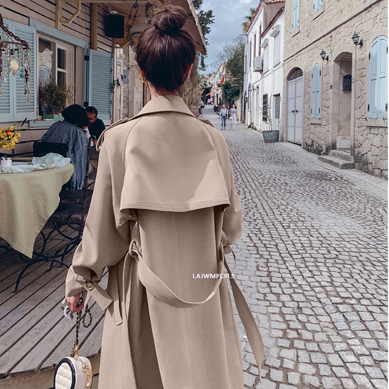 2020 autumn New Korean Fashion Double Breasted Trench Coats Female Sashes Belted Slim Waist outwear Women clothing spring FY139 T200828