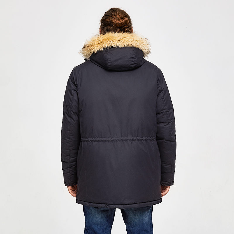 TIGER FORCE -30 Degree Men Winter Jacket Medium-Long Padded Parka Hooded Slim Warm Coat Artificial Fur Collar Thicken Overcoat 201201