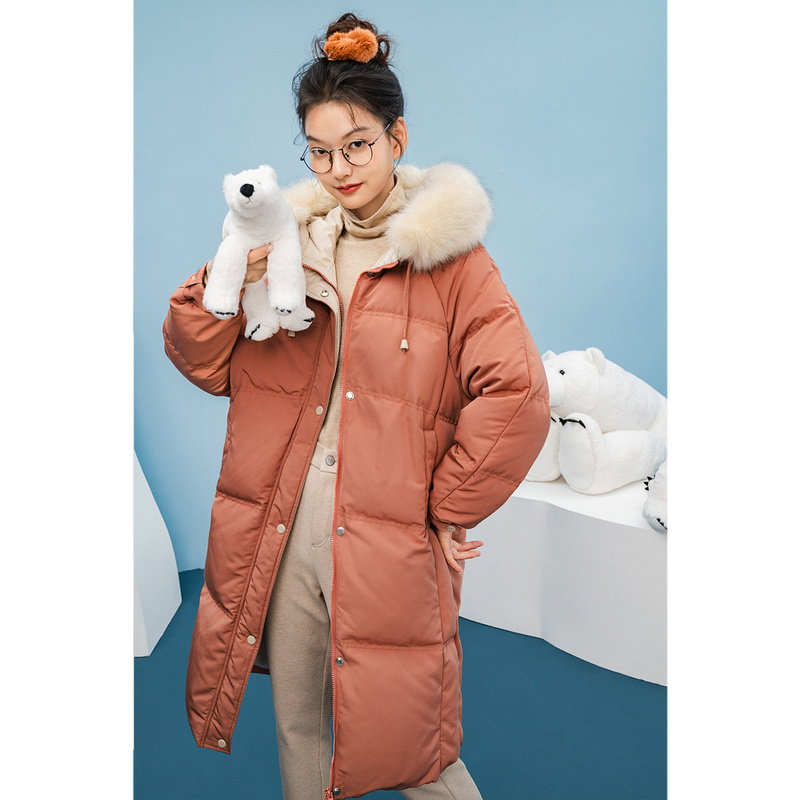INMAN Winter New Arrivals Large Collar White Duck 90% Knee Length Mid Long Resistant Women's Down Jacket 201019