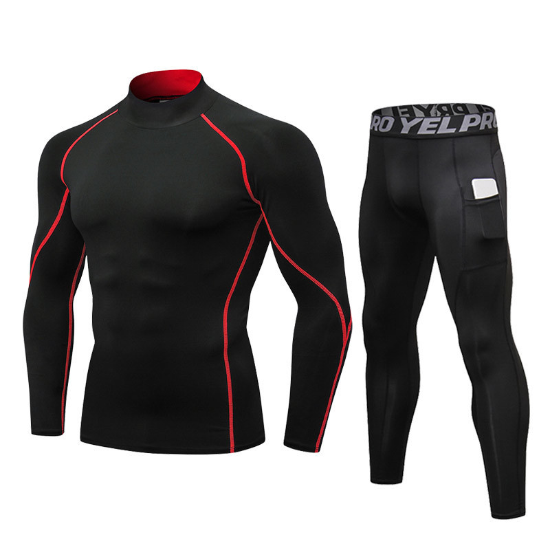 IEMUH High Collar Winter Thermal Underwear Men Long Johns Men Rashgard Shirt+pants Sets Warm Compression Underwear Thermo Men 201023