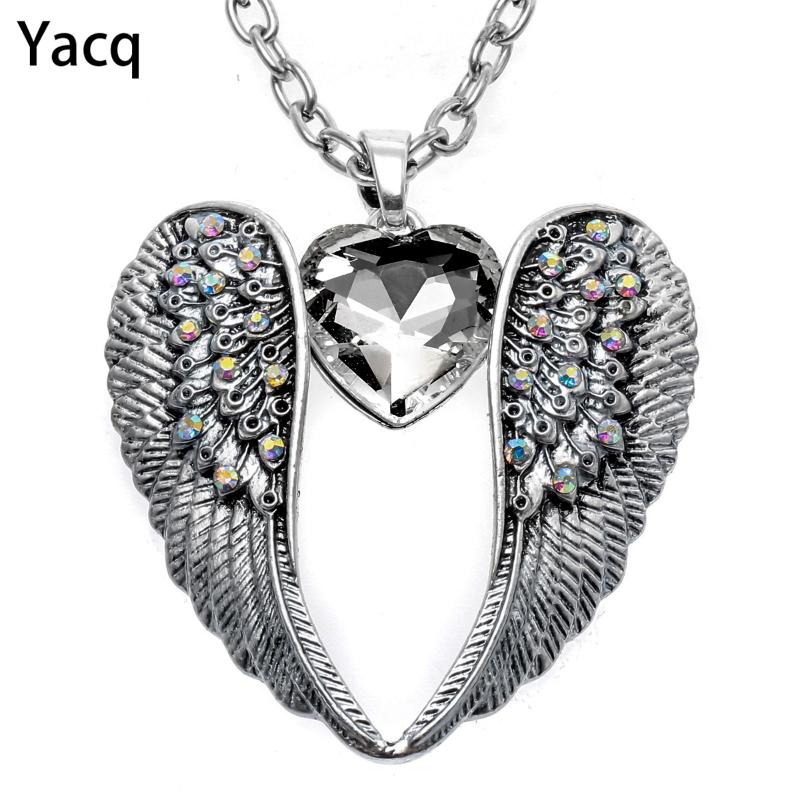 YACQ Guardian Angel Wing Heart Necklace Antique Silver Color Women Girls Biker Bling Crystal Jewelry Gifts Dropshipping NC06
YACQ Guardian Angel Wing Heart Necklace Antique Silver Color Women Girls Biker Bling Crystal Jewelry Gifts Dropshipping NC06