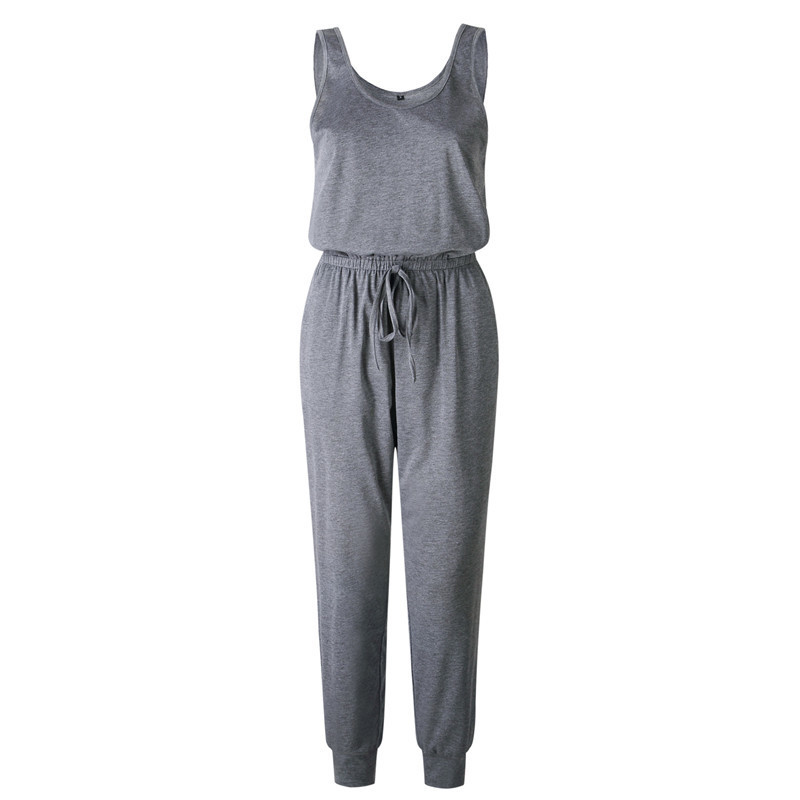 New Arrival Sexy Off Shoulder Sleeveless Lace Up Belts Jumpsuits Summer Women Solid Casual Pockets Long Rompers Women Jumpsuits 201007