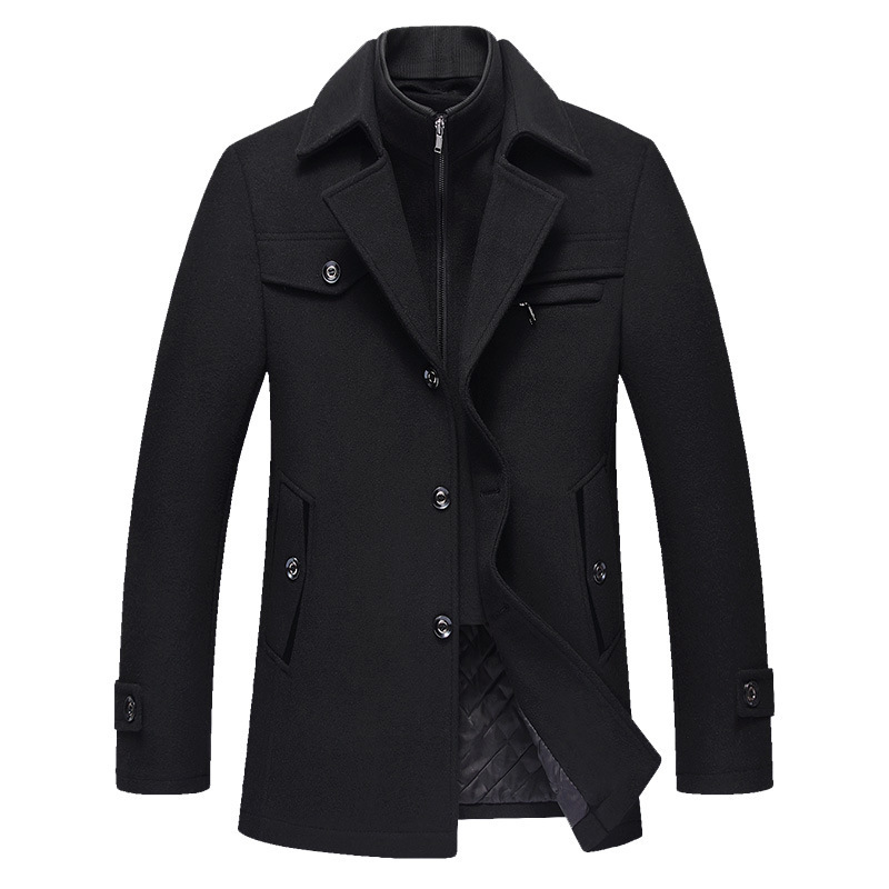 FGKKS Men Winter Wool Coat Men's Fashion Warm Thick Comfortable Wool Blends Woolen Pea Coat Male Trench Coat Overcoat 201128