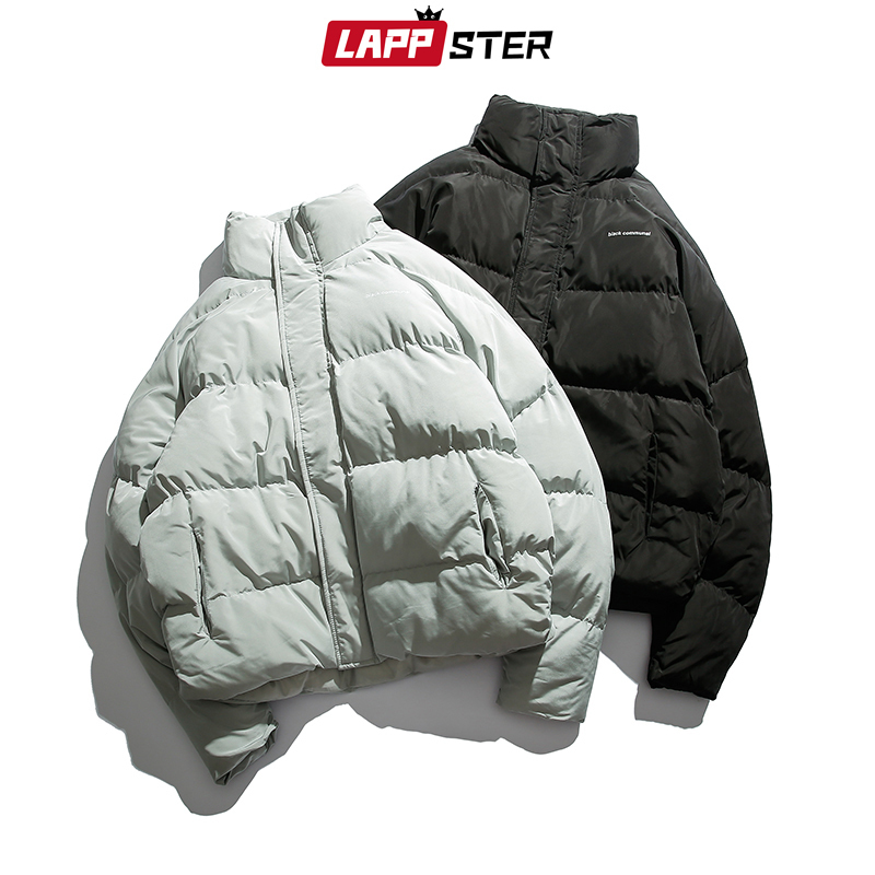 LAPPSTER Men Japanese Streetwear Black Puffer Jacket Mens Harajuku Hip Hop Winter Bubble Jackets Coats Couple Korean Parka 201127