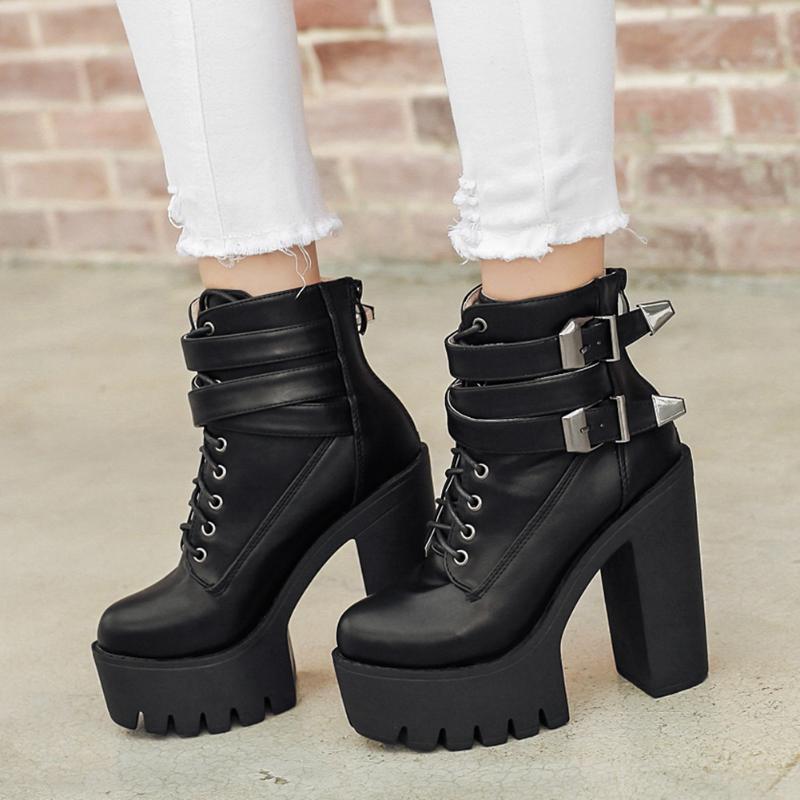 Brand New Shoelaces Sexy Thick Platform Extreme High Heels Buckles Cool Chic Ankle Boots Stylish Winter Shoes Boots Women, Black
Brand New Shoelaces Sexy Thick Platform Extreme High Heels Buckles Cool Chic Ankle Boots Stylish Winter Shoes Boots Women, Black