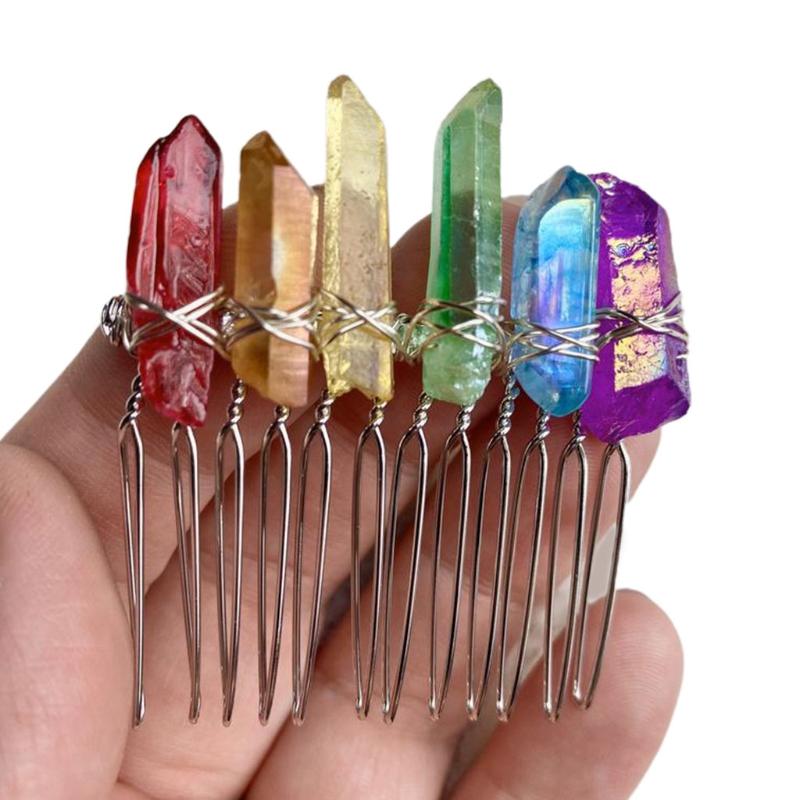 Exquisite Aura Natural Stone Hair Accessories Rainbow Colorful Irregular Raw Quartz Crystal Crown Angel Bridal Headband
Exquisite Aura Natural Stone Hair Accessories Rainbow Colorful Irregular Raw Quartz Crystal Crown Angel Bridal Headband