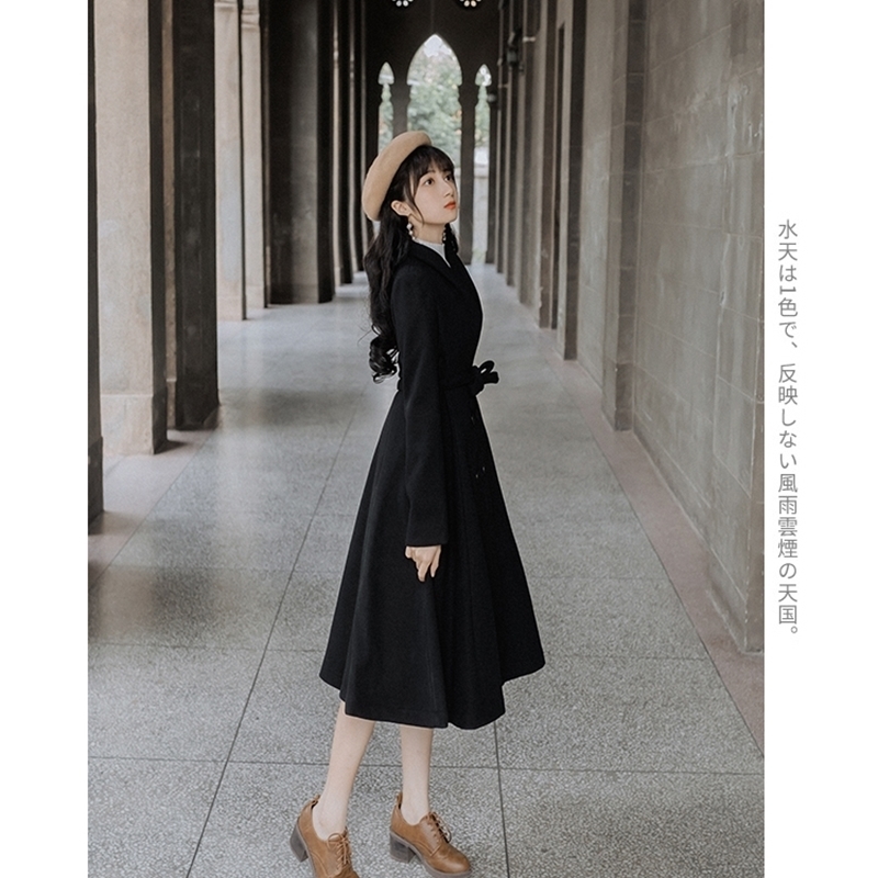 French retro Hepburn little woolen coat girl students' thick woolen coat 201103