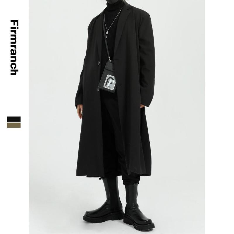 Men&#039;s Trench Coats Firmranch Men Spring/Autumn Classic Retro Long Wind Coat Jacket Ins Men/Women X-Long Loose Casual Outwear BF Style от DHgate WW