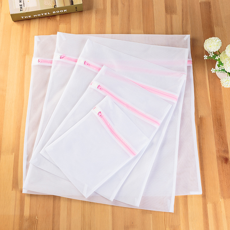 Size M 40x50CM White Zipper Net Mesh Clothes Machine Laundry Washing Wash Clothing Bag Bags Cleaner