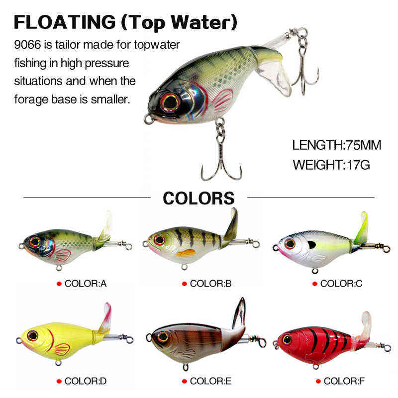 6Pcs/lot 75mm 17g Pencil lure Set Topwater spinner Fishing lures bass whopper plopper frog trolling pesca whopper plopper 220107