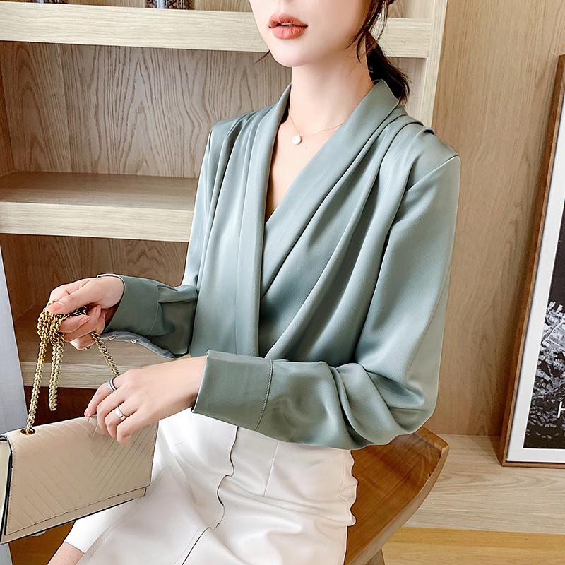 2020 Spring sexy wrap blouses long sleeve vintage women satin blouse korean temperament ladies office work tops blusas mujer, Pink
2020 Spring sexy wrap blouses long sleeve vintage women satin blouse korean temperament ladies office work tops blusas mujer, Pink