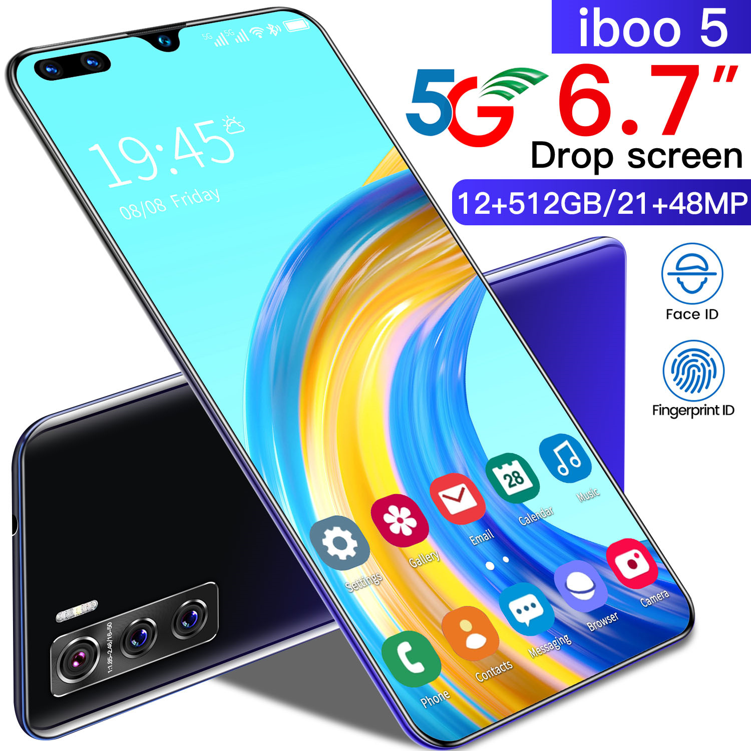 Phone iboo5 6core 6.5inch 1GB+8GB Default Show MTK6889 10core 12GB+512GB 5600mAh Android 10.0 6.7inch HD water Screen 1440x3040 21MP+24MP, Purple 
Phone iboo5 6core 6.5inch 1GB+8GB Default Show MTK6889 10core 12GB+512GB 5600mAh Android 10.0 6.7inch HD water Screen 1440x3040 21MP+24MP, Purple