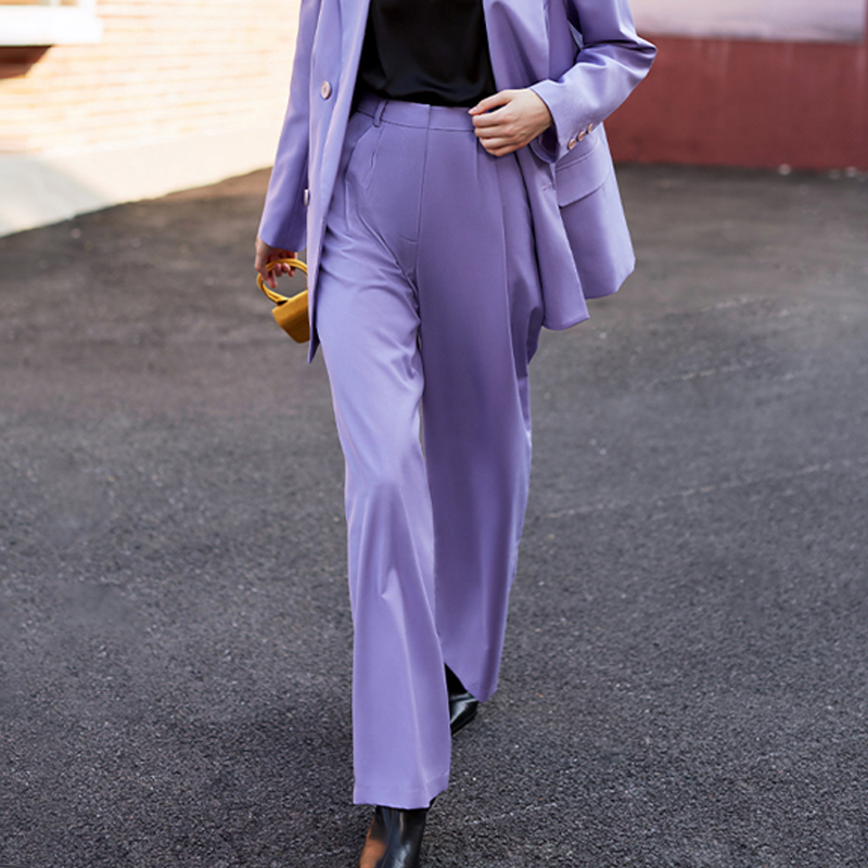 AEL Female Wide Leg Suit Pant Work Pant office ladies Trousers Solid High Waist Women Wide Leg Pants Casual loose autumn 201106