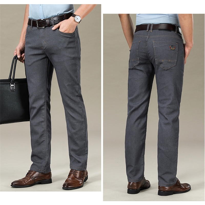 Colorful Regular Fit Straight Elastic Denim Trousers Male New Men's Business Jeans Fashion 6 Colors 201223