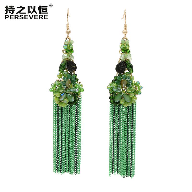 New Boho Handmade Crystal shell Beaded hanging Drop Long Chain Tassel Earrings For Women brides bohemian Jewelry Accessorise
New Boho Handmade Crystal shell Beaded hanging Drop Long Chain Tassel Earrings For Women brides bohemian Jewelry Accessorise
