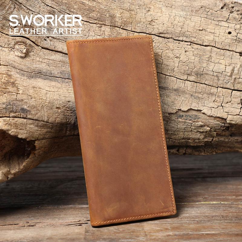 S.WORKER Vintage Crazy horse Leather Wallet Handmade Men's Genuine Leather Long Wallet Pocket Purse Clutch Cash Card Holder, Brown
S.WORKER Vintage Crazy horse Leather Wallet Handmade Men's Genuine Leather Long Wallet Pocket Purse Clutch Cash Card Holder, Brown