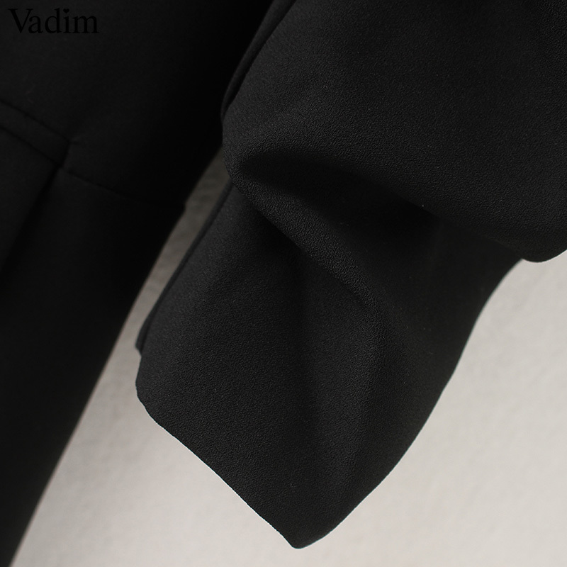 Bella women elegant white black green blazer crimping three quarter sleeve outerwear notched pocket office jacket 201114