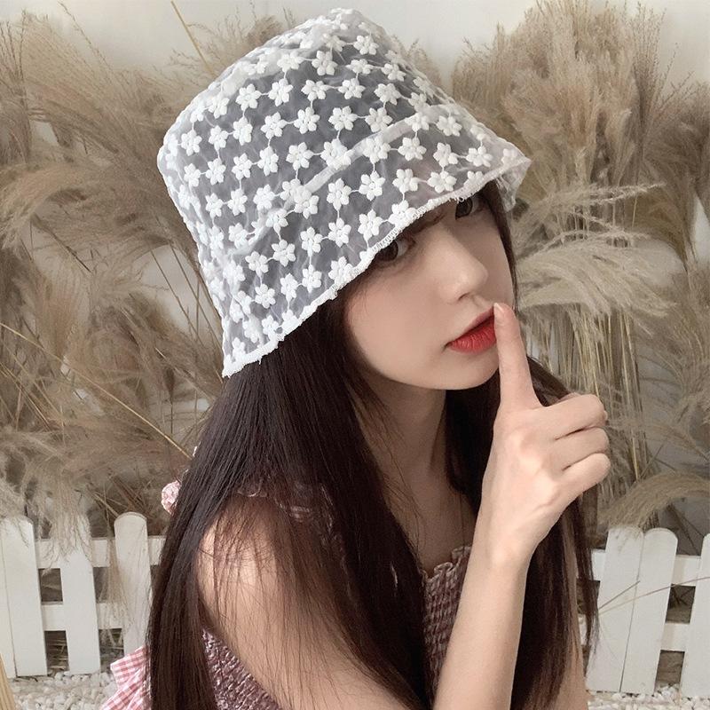ins hat women's summer New fisherman hat flower embroidered sunscreen Korean style lace bucket pot, White
ins hat women's summer New fisherman hat flower embroidered sunscreen Korean style lace bucket pot, White