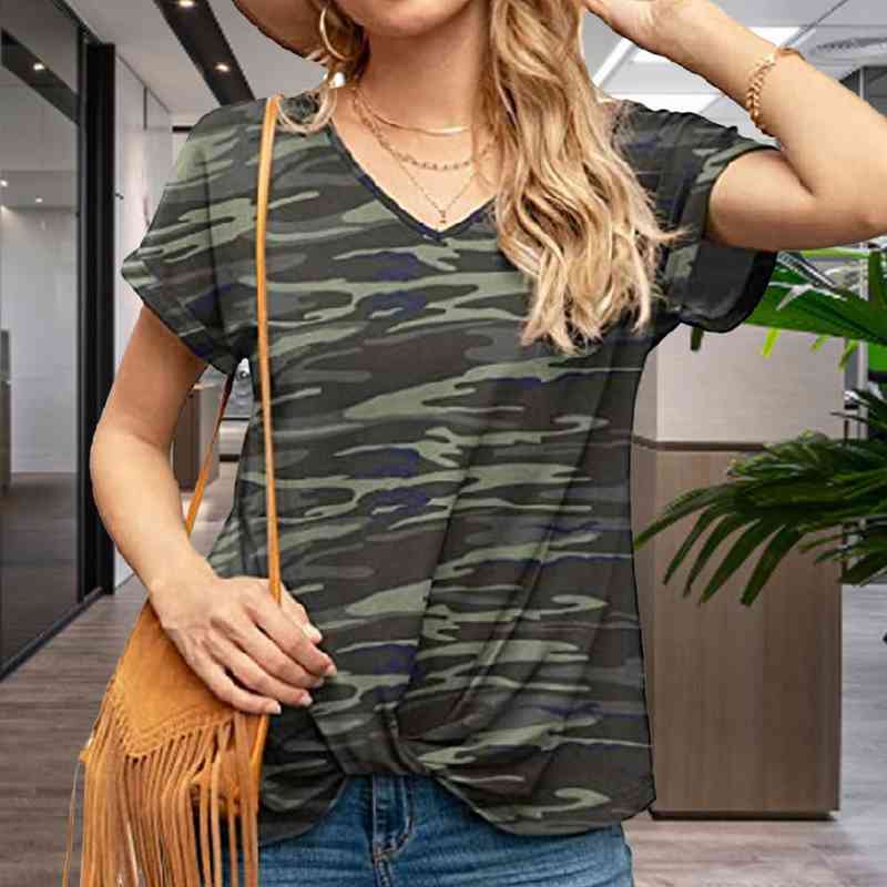 Woman Fashion T-shirt Short Sleeve Twist Knot Women Slit Top Tee Shirt Woman Clothing, White
Woman Fashion T-shirt Short Sleeve Twist Knot Women Slit Top Tee Shirt Woman Clothing, White