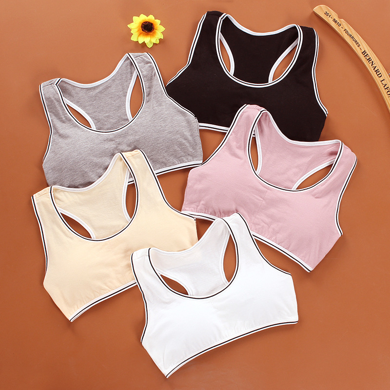 Kids Cotton Sports Training Bra Underwear Solid Color Striped Printed Scoop Neckline Teenage Puberty Girl Wireless Bralette Vest, Gray
Kids Cotton Sports Training Bra Underwear Solid Color Striped Printed Scoop Neckline Teenage Puberty Girl Wireless Bralette Vest, Gray
