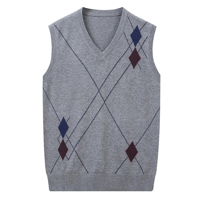 Man Cashmere Sweater Autumn Spring Casual Argyle Patterns Sweaters Vest Male Sleeveless Knit Tops Pullovers1
