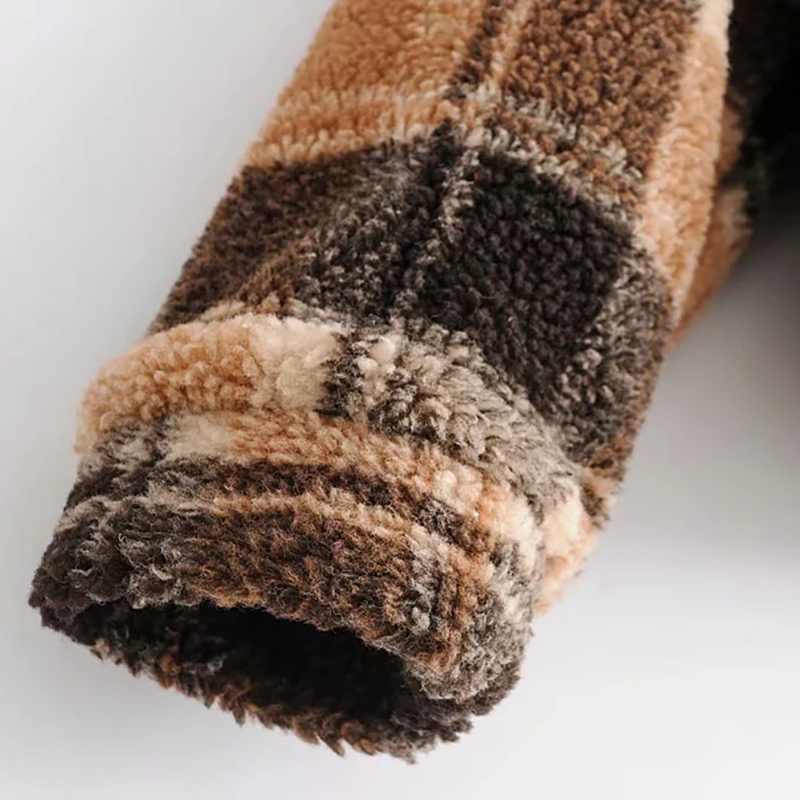 Winter Autumn Women Brown Splice Jacket New Warm Berber Fleece Vintage Short Jackets Tops Women Fashion Clothes Veste Femme 201109