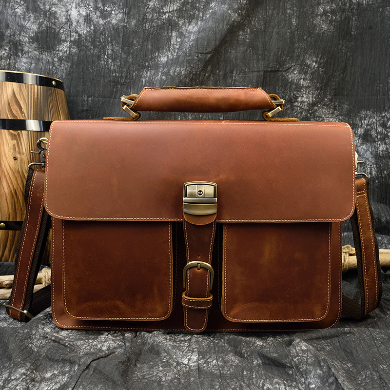 Maheu classic mad man's leather horse briefcases job tote shoulder to 15.6 "male laptop business bag, Dark brown2.
Maheu classic mad man's leather horse briefcases job tote shoulder to 15.6 "male laptop business bag, Dark brown2.