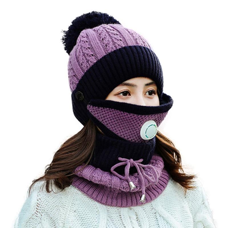 New Winter Thick Plus Cashmere Warm Masks Hat Scarf Autumn Winter Women's Knit Hat Wool Ball Cover Ear Collar Three Set, Bg
New Winter Thick Plus Cashmere Warm Masks Hat Scarf Autumn Winter Women's Knit Hat Wool Ball Cover Ear Collar Three Set, Bg